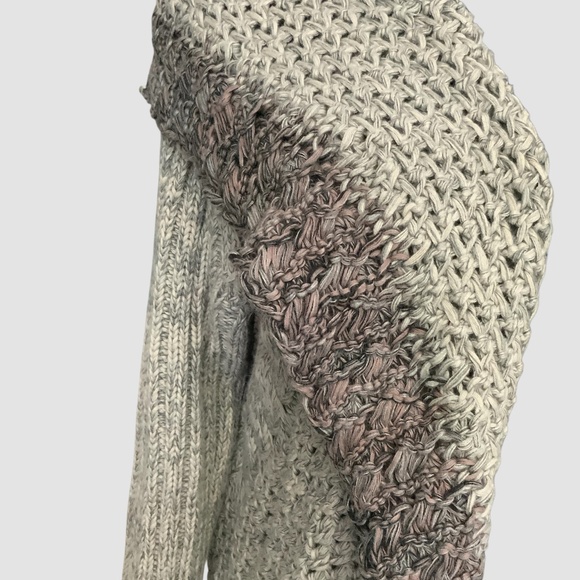 Cabi Crochet Knit Mixed Stitch Grey Brown Cardigan Shawl Cotton Sweater SZ S - Picture 7 of 14